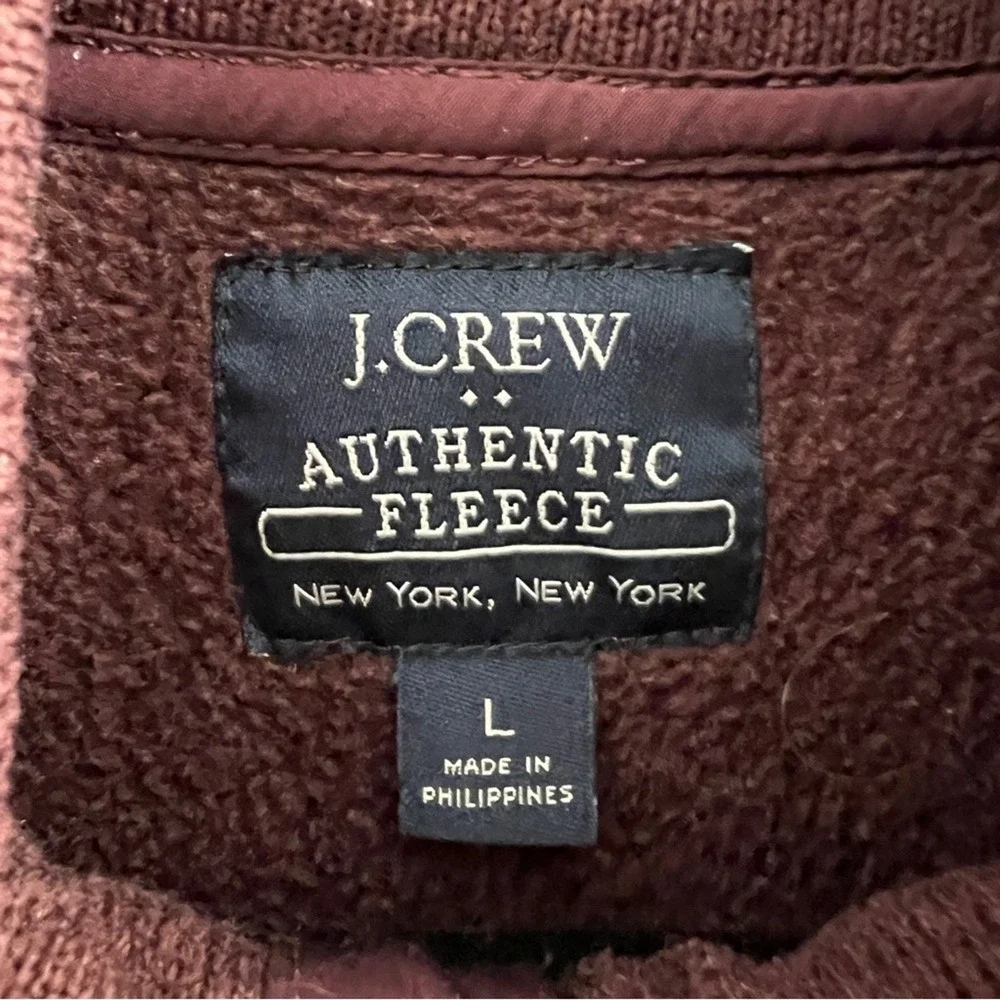 J.Crew Authentic Fleece Mens Large Burgundy Heather Quarter Zip Pullover Sweater